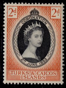 TURKS & CAICOS ISLANDS QEII SG234, 2d 1953 CORONATION, NH MINT.