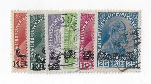 Liechtenstein Sc #11-16  set of 6 used VF