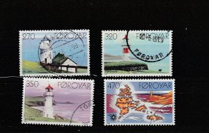 Faroe Islands  Scott#  130-133  Used  (1985 Lighthouses)