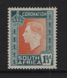 South Africa #76a  MNH 1937  coronation  .   1 1/2d .  single .  English