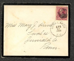 USA #220 STAMP HIGH LANDS NEW JERSEY TO SWALES PENNSYLVANIA MOURNING COVER 1890
