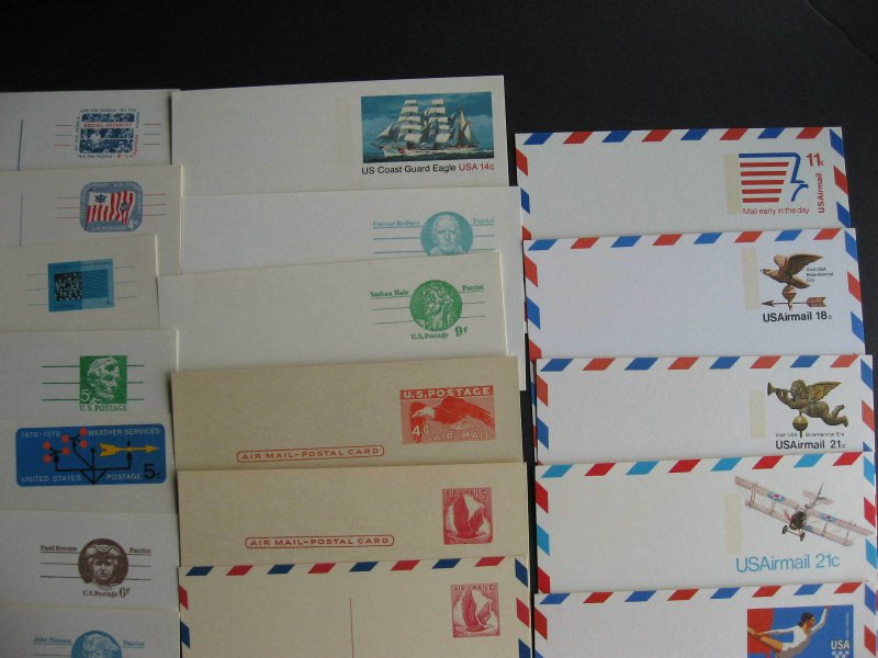 USA stationery 44 different mint postcards Sc UX8 up to 1970s era,worth a look!