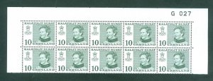 Greenland.1 Mnh 10-Plate Block 1973 # G 027. 10 Ore Queen. Engr. Slania