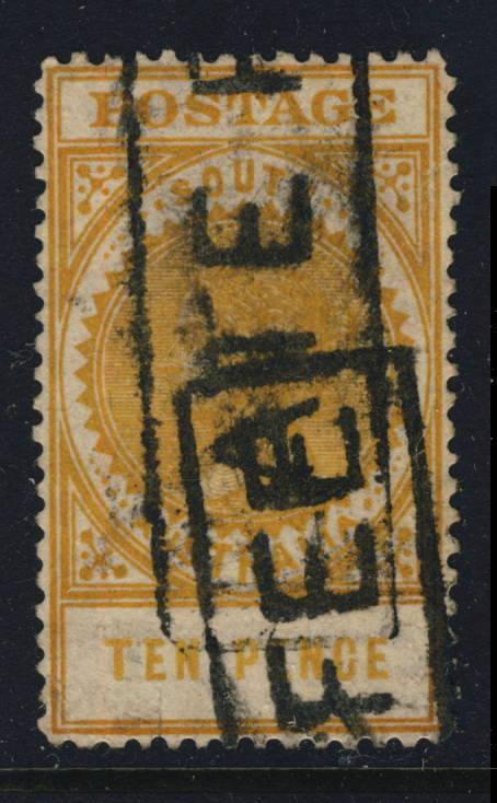 SOUTH AUSTRALIA - SG 287 10d DULL-YELLOW CANCELLED BOXED LATE FEE