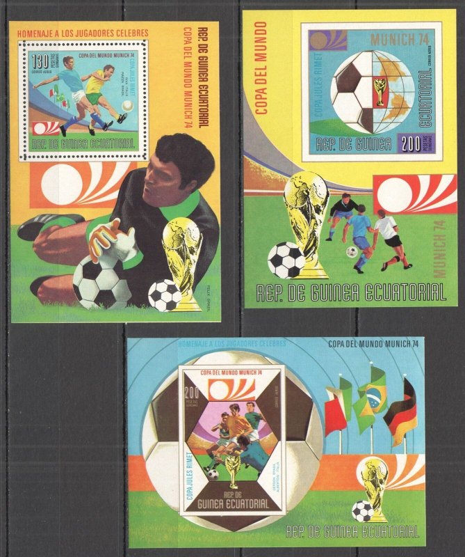 K0576 Imperf,Perf Guinea Ecuatorial Football World Cup 1974 Munich 3Bl Mnh