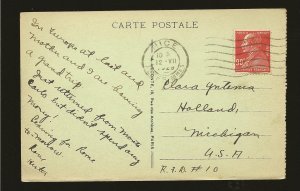 France SC#242 on PM 1929 Pavillon de Marian Paris Postcard Used Faulty