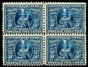 momen: US Stamps #330 Mint OG NH Block of 4 F/VF