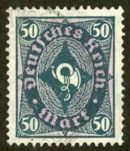 Germany Sc# 211 Used 1920-1922 50m green & violet Post Horn