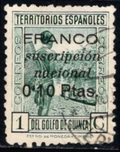 1931 Spanish Guinea 1 Céntimo Overprinted National Subscription Franco 0.10