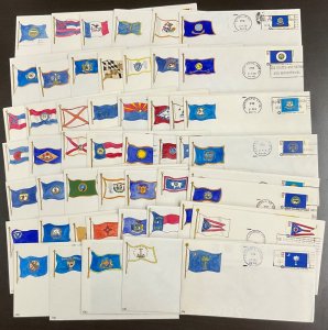 1633-82 Geerlings Hand Painted Complete set of Bicentennial State Flags FDC 1976