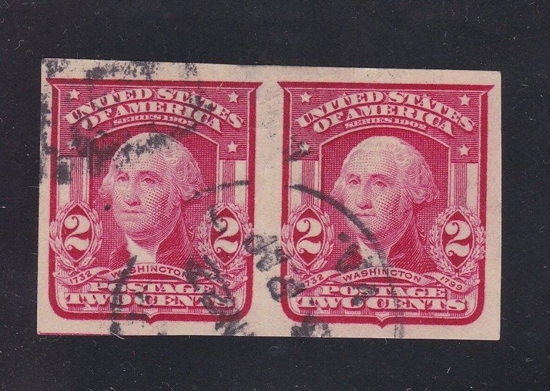 US 320 2c Washington Used Pair XF SCV $42.50