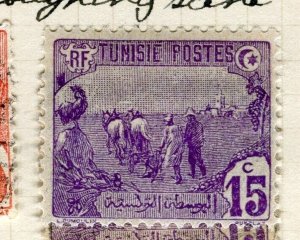 FRENCH COLONIES; TUNISIA 1906 early pictorial issue Mint hinged 15c. value