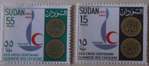 Sudan 162-3 MNH Cat $1.50 Red Cross Topical Full Set