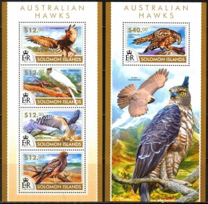 Solomon Islands 2015 Birds Hawks sheet +S/S MNH