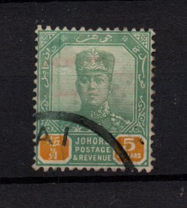 Malaya Johore 1922 $5 green & orange good CDS used SG124 WS36403