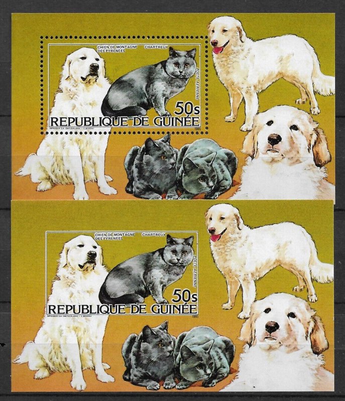 Guinea 1985 S/S+Imperf S/S, Dogs, Cats, Scott # 961, VF MNH** (RMD)