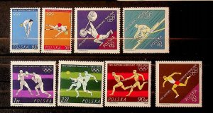 Poland Sc 1257-64 MNH Set of 1964 - Sport - Olympics,