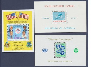 LIBERIA - Scott C150, C164& C214 -three  MNH S/S  - 1963-1976