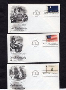 1345-1354 Historic Flags, FDC set/10 Art Craft cachets