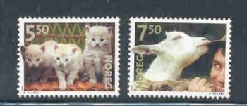 Norway Sc 1316-7 2001 Pets kittens & goat stamp set mint NH