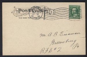 POSTAL HISTORY USA - Greensburg PA 1910 THEATRE FASHION 1832