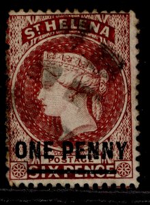 ST. HELENA QV SG21, 1d lake, USED. Cat £15.