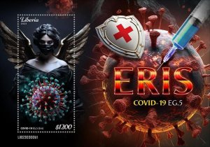 LIBERIA- 2023 - Covid Variant EG5 - Perf Souv Sheet  - Mint Never Hinged