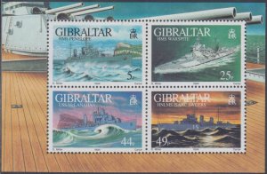 GIBRALTAR Sc # 660a-d CPL MNH S/S of 4  - WORLD WAR II WARSHIPS