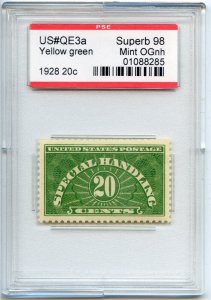 US SCOTT #QE3a MINT-SUPERB-OG-NH GRADED 98 PSE ENCAPSULATED (9/16/24 GP)