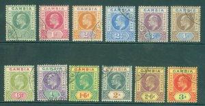 SG 45-56 Gambia 1902-05. ½d to 3/- set of 12. Very fine used CAT £375