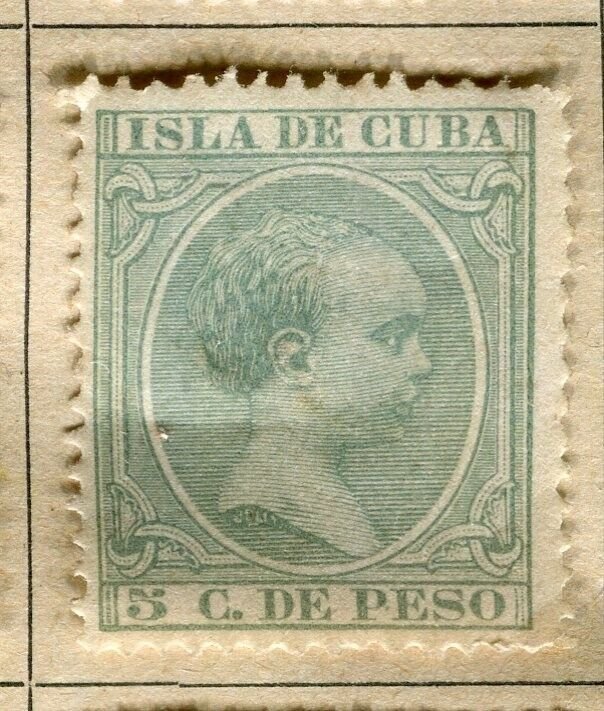 SPANISH COLONIES CARIBBEAN; 1890s classic Baby King Mint hinged 5c. value