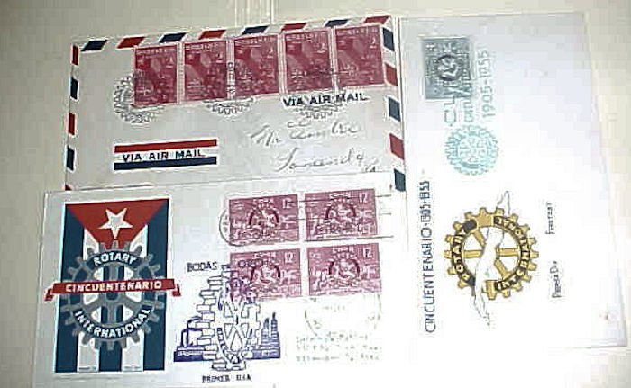 CUBA  ROTARY FDC 3 DIFF. 1940, 1955 x2