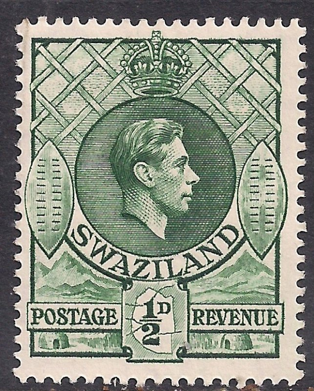 Swaziland 1938 - 54 KGV1 1/2d Green MM SG 28a ( A805 ) 