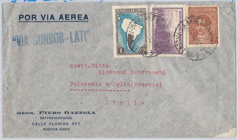 LATI: Via condor - ARGENTINA - AIRMAIL COVER to ITALY - 30.12.1940