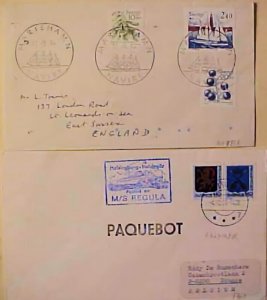 SWEDEN USED IN FINLAND PAQUEBOT #536B,1983 HELSINGER & #985A 1984 MARIEHAMN