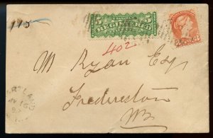 ?HARTLAND, N.B. s/r 1897 Registered Small Queen cover Canada