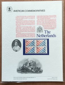 US CP161 Commemorative Panel Block of 4 #2003 US-Netherlands SCV $12.00 L34