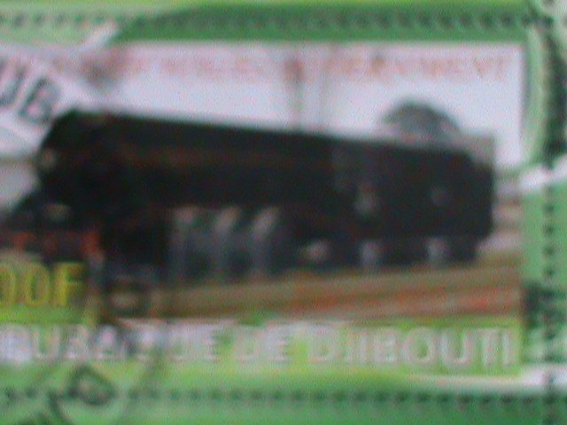 DJIBOUTI-2010 WORLD FAMOUS LOCO MOTIVE TRAINS CTO SHEET VF-WITH FANCY CANCEL