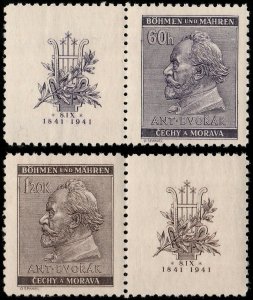✔️  GERMANY BOHEMIA MORAVIA 1941 WWII DVORAK - SC. 54/55 ** MNH OG [GBM073]