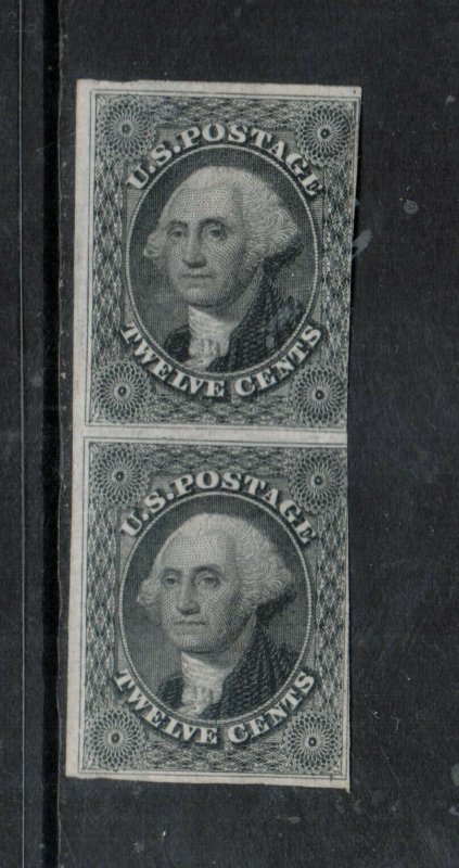 USA #17 Mint Fine Rare Pair Unused (No Gum) Top Stamp Thin **With Certificate**