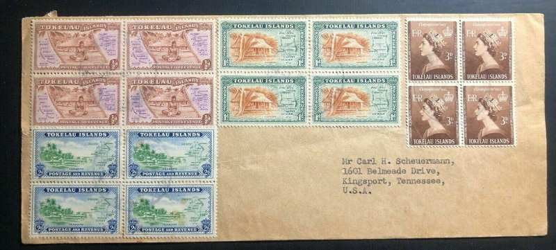 1955 Tokelau Island Cover To Kingsport TN USA Via Apia Samoa