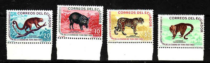 Ecuador-Sc#676-9-Unused NH set-Animals-1961-