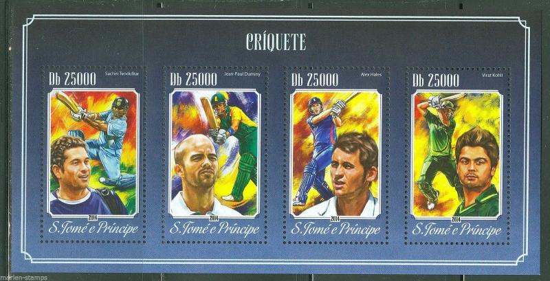 SAO TOME  2014 CRICKET SHEET  MINT NH