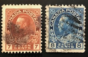 Canada, Scott 114-115, Used, Dry Printing