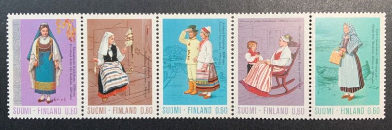 Finland MNH #537a  Se-tenant strip of 5 costumes 1973 SCV $16.00 