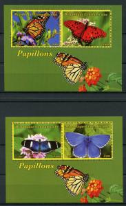 Central African Rep 2017 MNH Butterflies 2x 2v M/S Monarch Butterfly Stamps