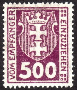 1923, Danzig, 500pfg, MNH, Sc J19, Mi P19Y