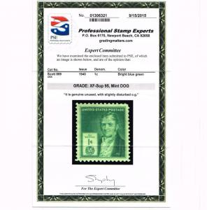 GENUINE SCOTT #889 MINT OG NH PSE CERT GRADED XF-SUPERB 95 - ESTATE CLOSEOUT