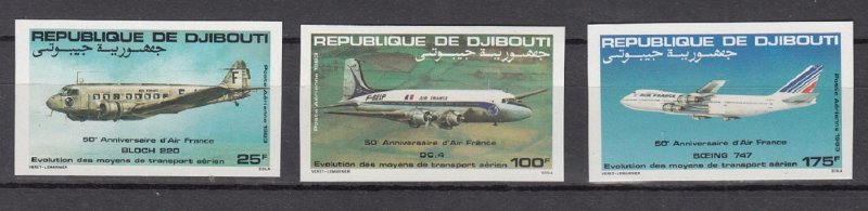 DJIBOUTI SC# C177-C179 AIR FRANCE 50th. ANNIVERSARY - MNH -  IMPERF