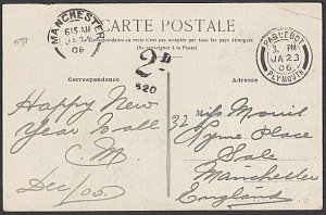 FRENCH GUINEA 1906 postcard Conakry - Paquebot Plymouth - postage due.......P991